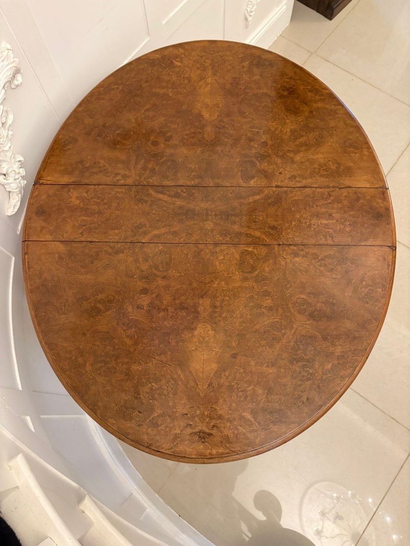 Outstanding Quality Antique Victorian Burr Walnut Sutherland Table - Image 5